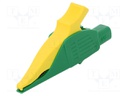 Crocodile clip; 32A; 1kVDC; yellow-green; Grip capac: max.30mm