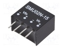 Converter: DC/DC; 2W; Uin: 21.6÷26.4V; Uout: 15VDC; Iout: 27÷133mA