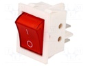 ROCKER; DPST; Pos: 2; OFF-ON; 15A/250VAC; red; neon lamp; 35mΩ