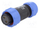 Plug; female; SP21; PIN: 2; IP68; 4.5÷7mm; soldering; for cable; 500V