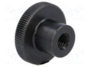 Knob; Dia: 30mm; M8; H: 18mm; steel; black; Features: knurled; DIN: 466