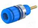 Socket; 2mm banana; 10A; 29mm; blue; Mounting: push-in,on panel