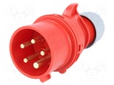 Connector: AC supply 3-phase; plug; male; 16A; 400VAC; IEC 60309