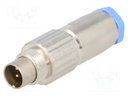 Connector: circular; plug; male; PIN: 4; gold-plated; 3A; IP65; screw