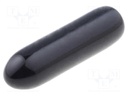 Cap; Body: black; Øint: 2mm; Mat: soft PVC; L: 12mm; Wall thick: 0.8mm