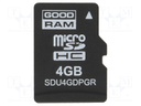Memory card; industrial; SD Micro,pSLC; 4GB; Class 10; -40÷85°C