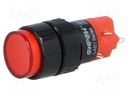 Switch: push-button; Pos: 2; SPDT; 3A/220VAC; 2A/24VDC; red; none