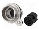 Connector: circular; socket; male; PIN: 10; w/o contacts; 10A; brass