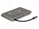 Hub USB; DisplayPort 1.2,HDMI 1.4; 10/100/1000Mbps; grey; 0.18m