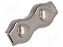 Rope clamp duplex; acid resistant steel A4; for rope; Ørope: 3mm
