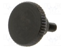 Knob; Ø: 9mm; Ext.thread: M2; 4mm; H: 5.3mm; steel; knurled