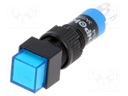 Switch: push-button; Pos: 2; SPDT; 0.5A/250VAC; 1A/24VDC; blue; blue