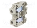 Splice terminal: rail; 16mm2; ways: 1; terminals: 2; grey; TS32,TS35