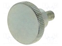 Knob; Ø: 24mm; Ext.thread: M6; 10mm; H: 15mm; steel; knurled