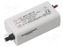 Power supply: switched-mode; LED; 12W; 15VDC; 0.8A; 180÷264VAC
