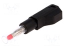 Plug; 4mm banana; 32A; black; insulated,with 4mm axial socket