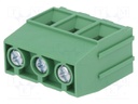 PCB terminal block; angled 90°; 10.16mm; ways: 3; on PCBs; tinned