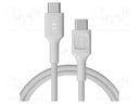 Cable; USB C plug,both sides; 1.2m; white; 480bps; textile; 100W