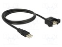 Cable; USB 2.0; USB A socket,both sides; gold-plated; 1m; black