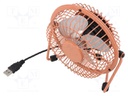 Fan: DC; 3W; 5V; Ø: 100mm; Len: 1m; 150x140x80mm; Plug: straight; pink