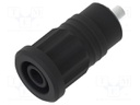 Connector: 4mm banana; socket; 25A; black; nickel plated; 28.2mm