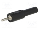 Adapter; 2mm banana; 36A; 30VAC; 60VDC; black; nickel plated