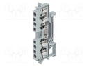 Splice terminal: rail; 2.5mm2; ways: 1; terminals: 4; grey; TS35