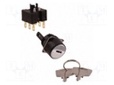Switch: rotary with key; SPDT; 16mm; black; IP65; Pos: 2; -10÷55°C
