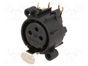 Socket; XLR; female; PIN: 3; angled 90°; with push button; THT; 6A