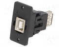 Adapter; USB A socket,USB B socket; SLIMS; USB 2.0; gold-plated