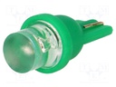 LED lamp; green; T08; Urated: 12VDC; 3.5lm; No.of diodes: 1; 0.24W