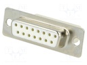 D-Sub; PIN: 15; plug; female; w/o contacts; for cable; 250V; white