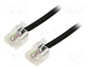 Cable: telephone; RJ11 plug,both sides; 2m; black; Cablexpert