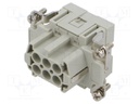 Connector: HDC; contact insert; female; CSE; PIN: 6; 6+PE; 16A; 600V