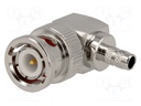 Plug; BNC; male; angled 90°; 50Ω; crimped; for cable; delrin (POM)