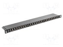 Patch panel; black; Number of ports: 24; Cat: 5e; RJ45 socket x24