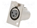 Socket; XLR; female; PIN: 3; with push button; soldering; silver
