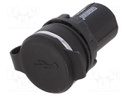 USB socket; 22mm; IP65; on panel; 1m; USB 3.0; Mat: plastic