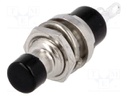Switch: push-button; Pos: 2; SPST-NC; 1A/250VAC; black; Cutout: Ø7mm
