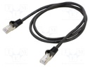 Patch cord; SF/UTP; 5e; stranded; CCA; PVC; black; 1m; 26AWG