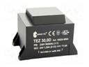 Transformer: encapsulated; 30VA; 230VAC; 24V; 1250mA; Mounting: PCB