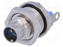 Connector: circular; socket; male; PIN: 3; gold-plated; 3A; IP65