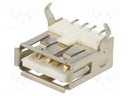 Socket; USB A; on PCBs; SMT; PIN: 4; horizontal; USB 2.0; 1A; 30V