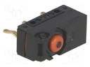 Microswitch SNAP ACTION; without lever; SPDT; 0.1A/125VAC; Pos: 2
