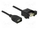 Cable; USB 2.0; USB A socket,both sides; 0.5m; black; 24AWG,28AWG