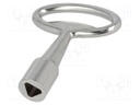 Key; zinc and aluminium alloy; nickel; Kind of insert bolt: T9