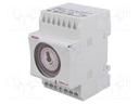 Timer; 30min÷24h; SPDT; 250VAC/16A; 230VAC; 130VDC; DIN; -25÷55°C