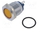 Indicator: LED; flat; 12VDC; 12VAC; Cutout: Ø19mm; brass