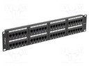 Patch panel; black; Number of ports: 48; Cat: 5e; RJ45 socket x48