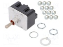 Switch: toggle; Pos: 3; 4PDT; (ON)-OFF-(ON); 6A/230VAC; 18A/28VDC